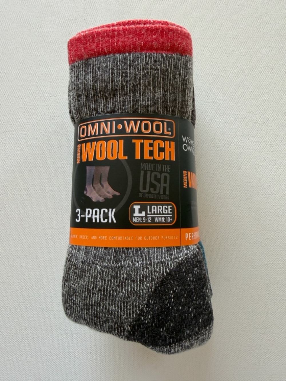 NWT Wool Tech Men's Socks (Large, 3-Pack) (G4)